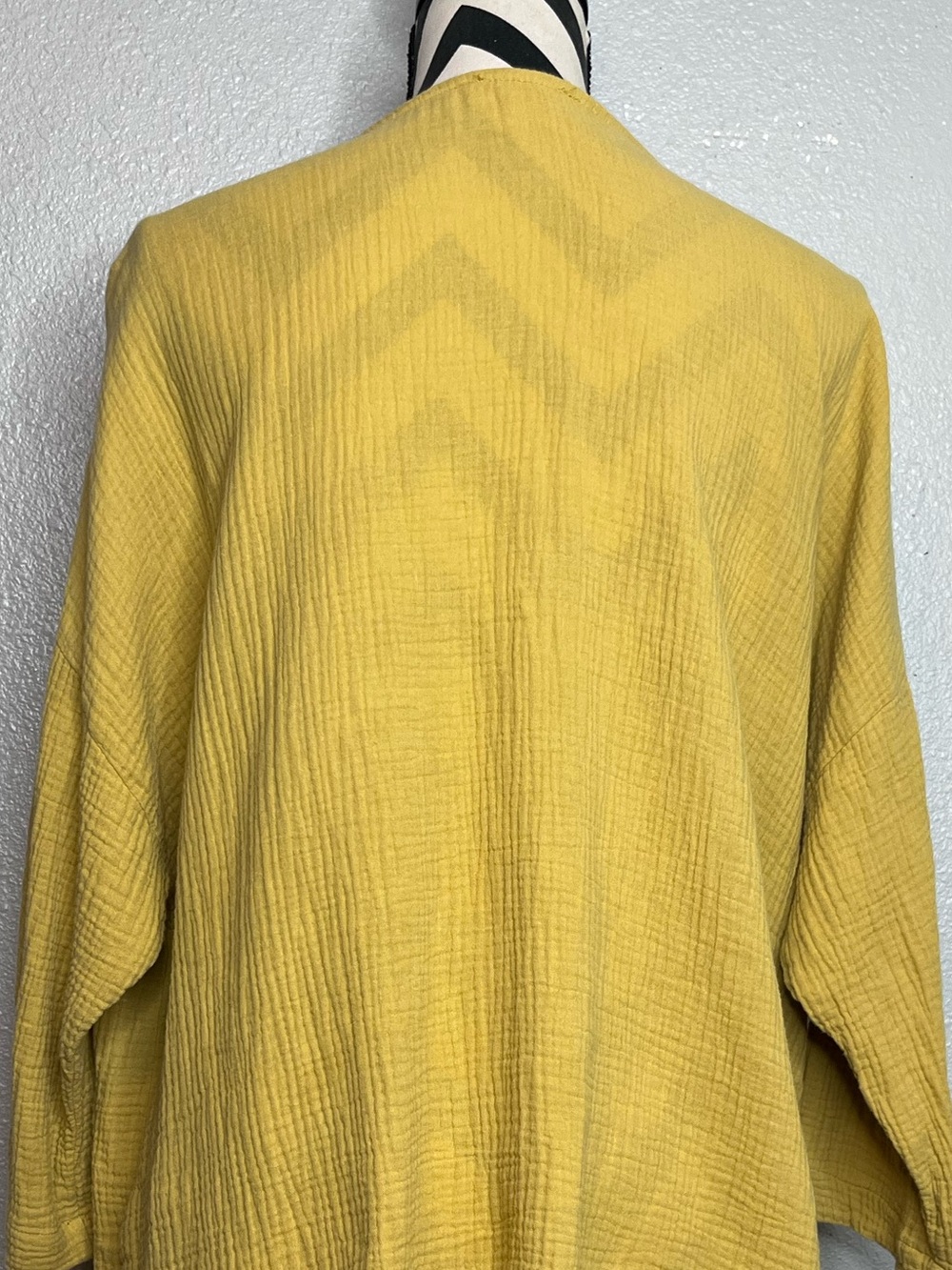 Jones New York 100% Cotton Gauze Mustard Yellow Relaxed Tunic Top Sz L - Picture 5 of 11